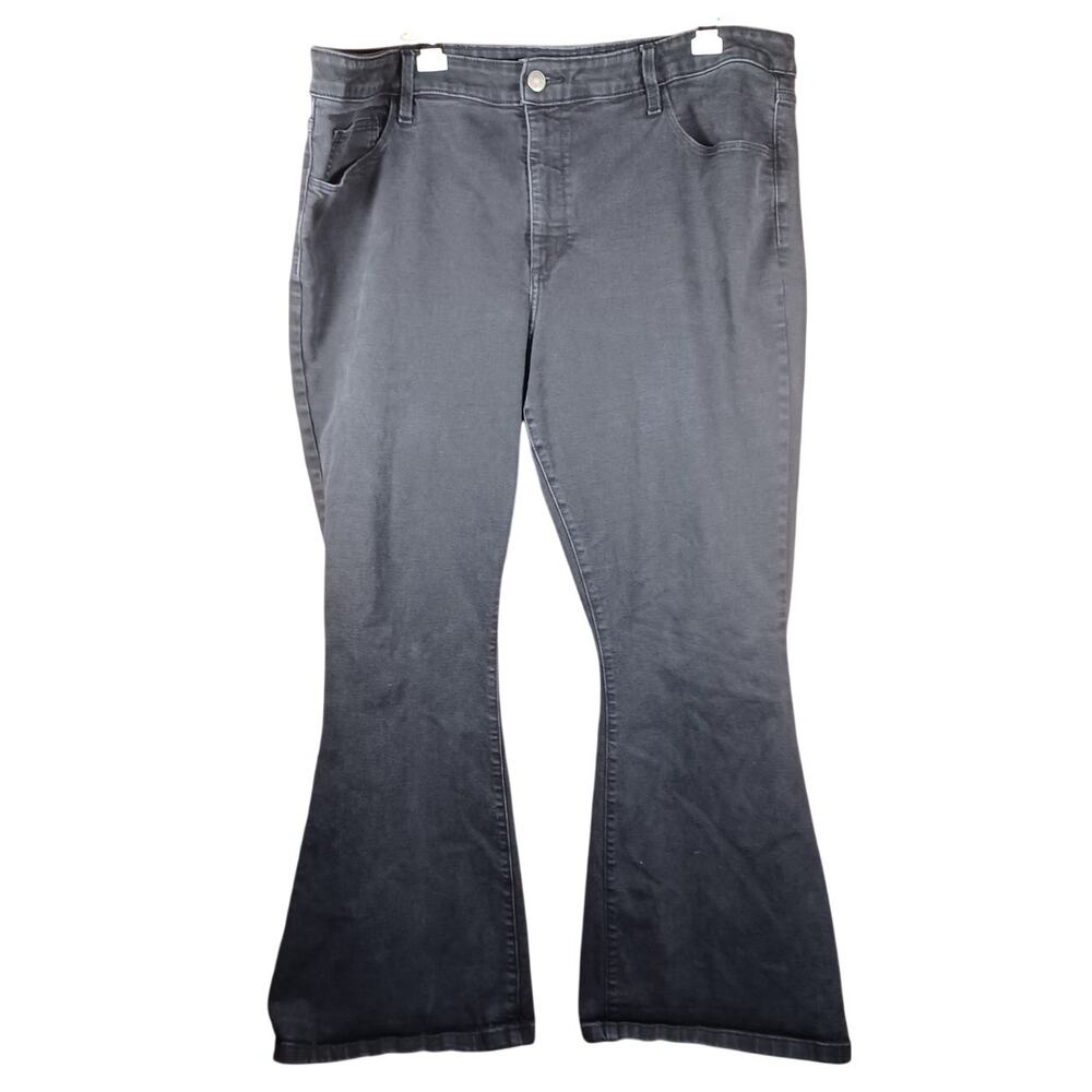 Ava & Viv High Rise Flare Jeans Women's Plus Size 22 Black Stretch Denim
